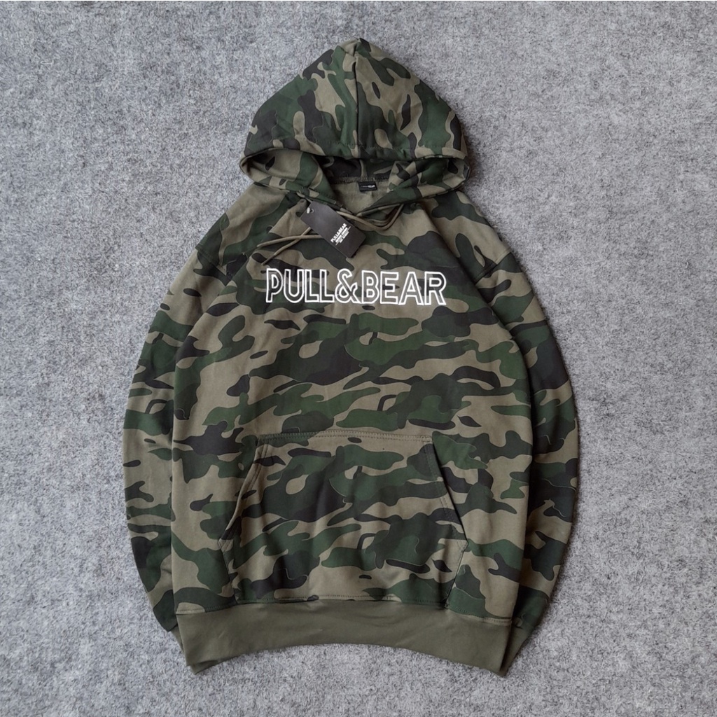 Jaket Hoodie Pull And Bear Camo Premium / Sweater Hoodie Pull&Bear Bordir Loreng Premium / Jaket Hoo
