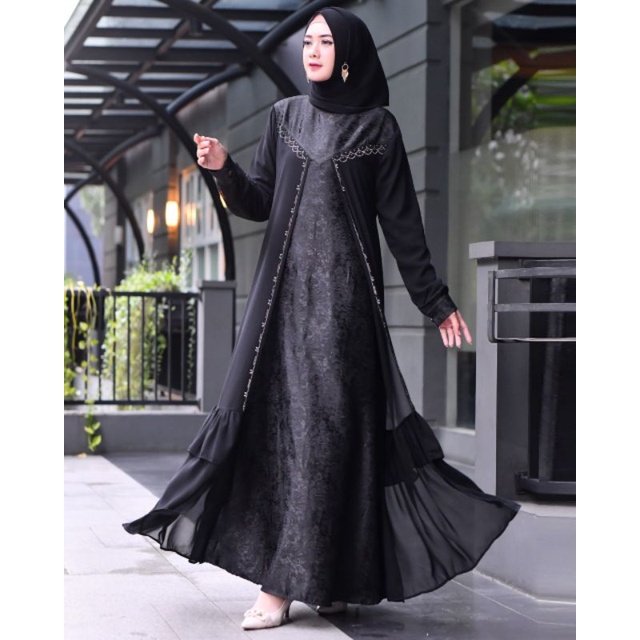 gamis/pesta/Payet/jumbo/dress/putih/hitam/mewah/brukat/ceruty