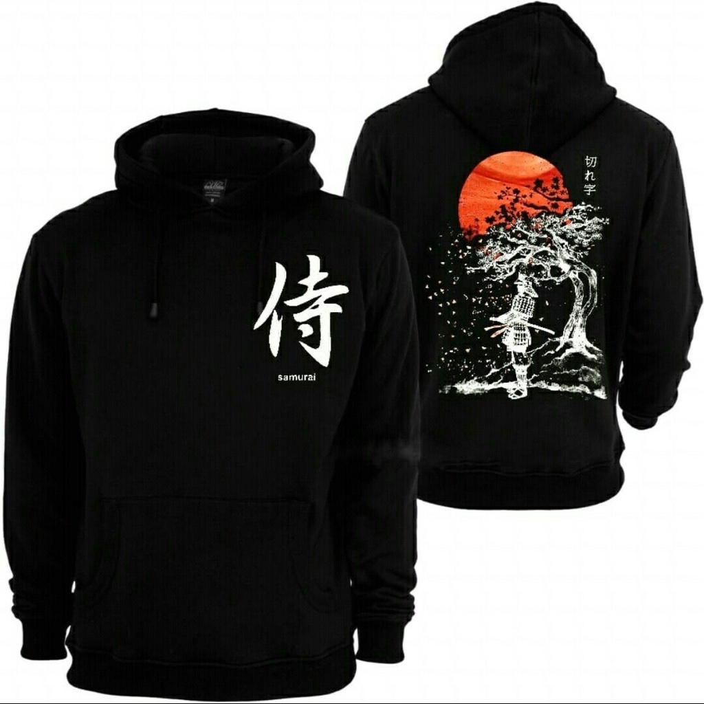 PROMO hoodie samurai bulan jepang | samurai caping jepang | red black samurai hoodie kualitas tebal bahan katun