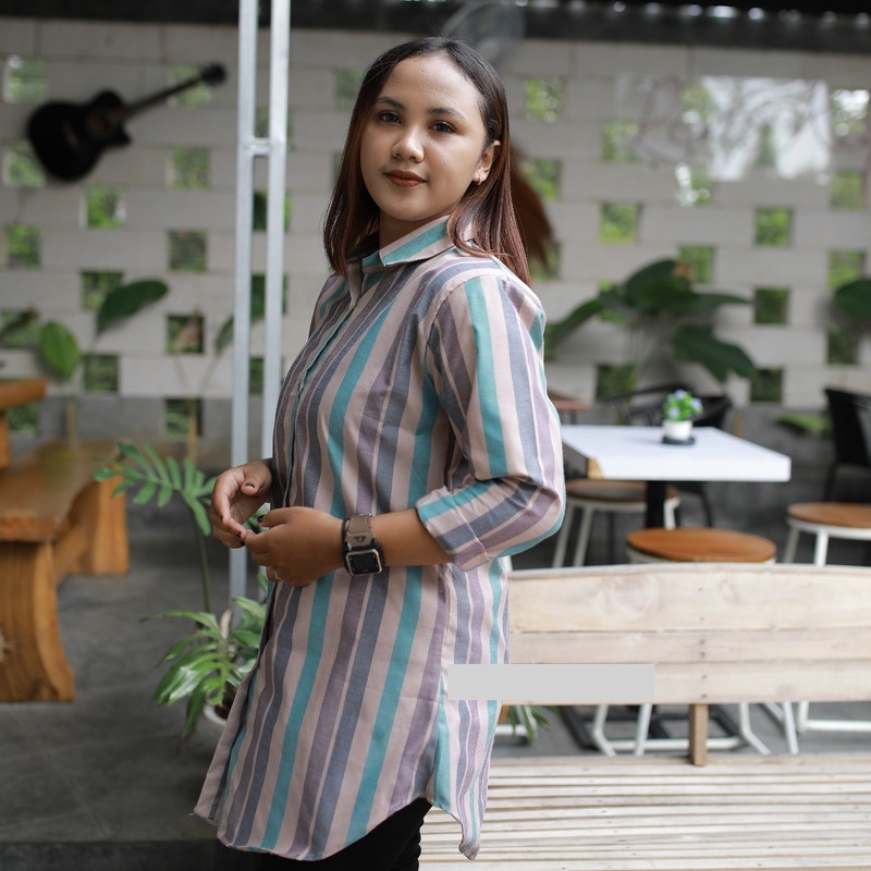 Tunik Deyan / tunik salur lengan panjang terbaru / tunik wanita / tunik jumbo / tunik import / baju 