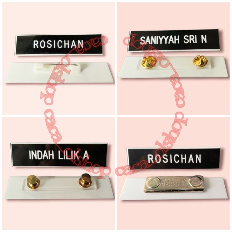 

(Langsung Jadi) Nametag Papan Nama Dada PDH PNS Bhayangkari Persit Siswa Gravo Gravir Akrilik Peniti Paku Magnet