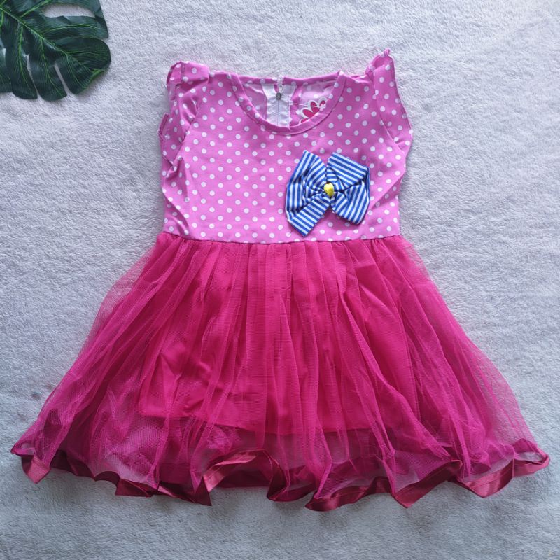 Dress Anak 1 2 tahun Gaun anak cewek tutu polka baju anak perempuan ( Dress AYUMITA  )