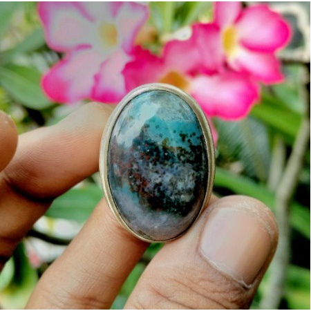 Cincin Batu Akik Pancawarna Klawing Langka