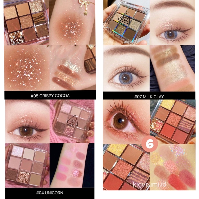 GRATIS ONGKIR LENGKAP 12 MACAM VARIAN {instant COD Medan Termurah}Eyeshadow DIKALU COCO VENUS Korean Eyeshadow Palette Murah Palet 9 Warna Waterproof Glitter Matte