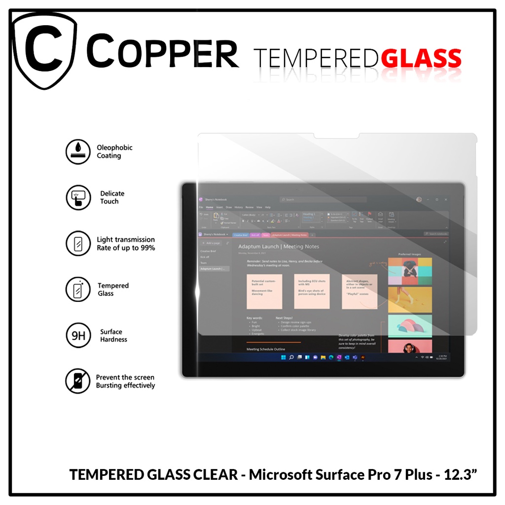 Microsoft Surface Pro 7 Plus / 12,3" - COPPER TEMPERED GLASS FULLCLEAR