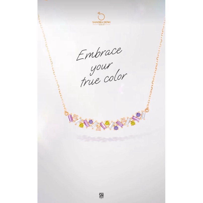 Kalung Sandra Dewi Gold Baguette Rainbow NC220548