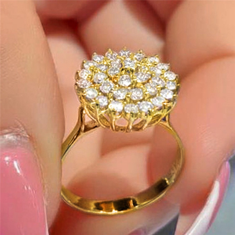 Hot Sale Berongga Keluar Bulat Kristal Wanita Cincin Micro Paved Full Bling Es Keluar Berlian Imitasi Zirkon Untuk Wanita Pria Perhiasan Pesta