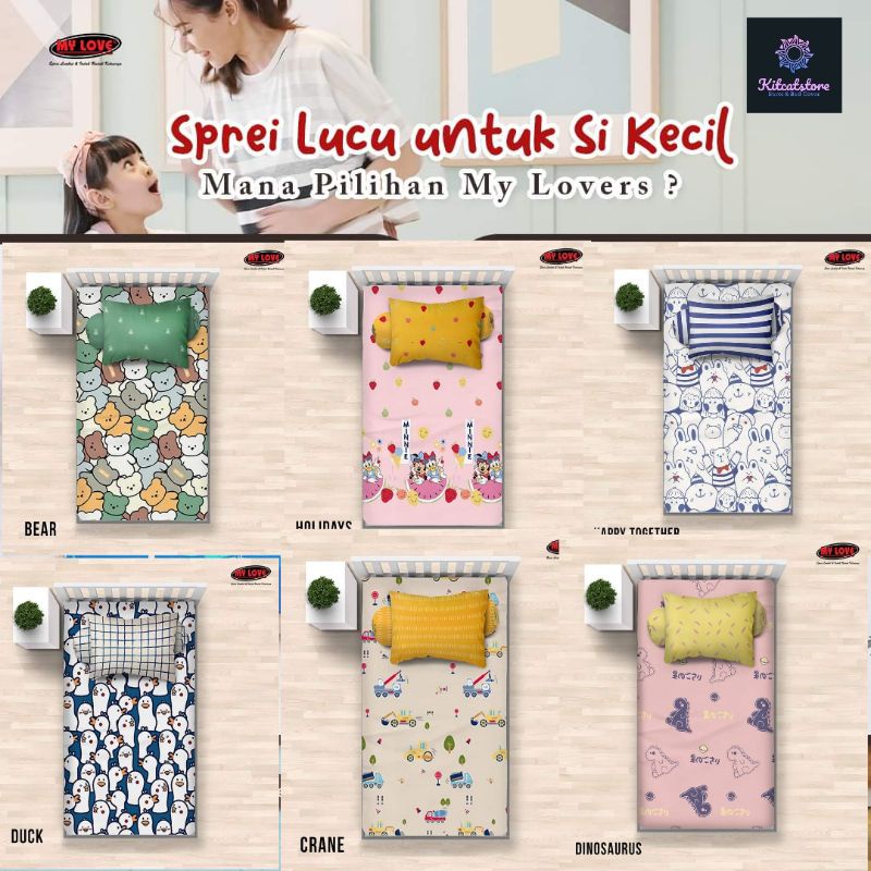 Sprei Flat MY LOVE - Single T30 (90x200 / 100x200 ) tinggi 30 T25 Terlaris pilihan