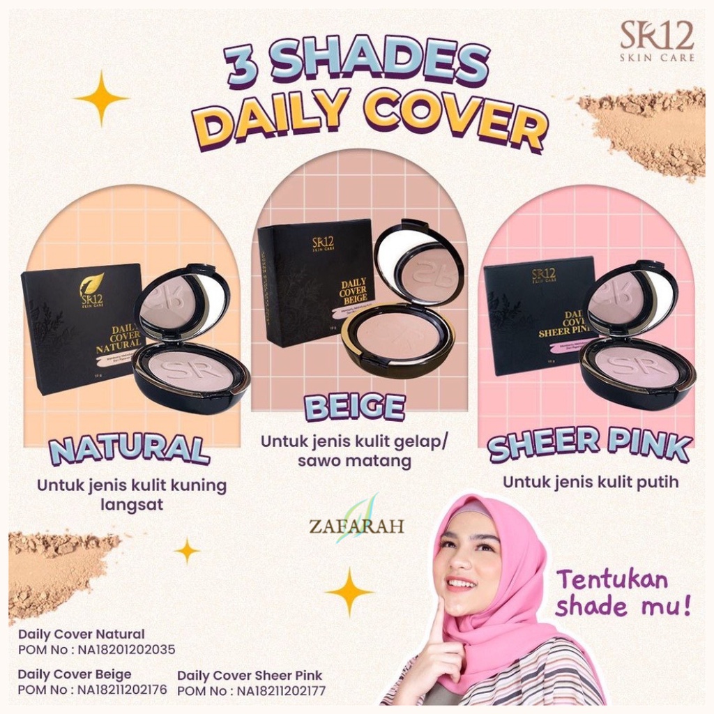 Bedak Padat SR12 / Daily Cover Compact Powder Bedak Anti Luntur Tahan Lama Glowing 10gr