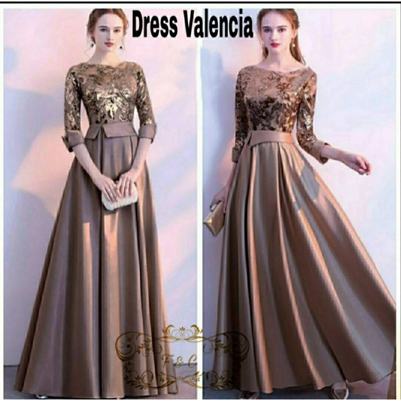 DRESS VALENCIA MUTIARA, MOSCREPE, TILE MUTIARA, DRESS MAXY, 3 UKURAN