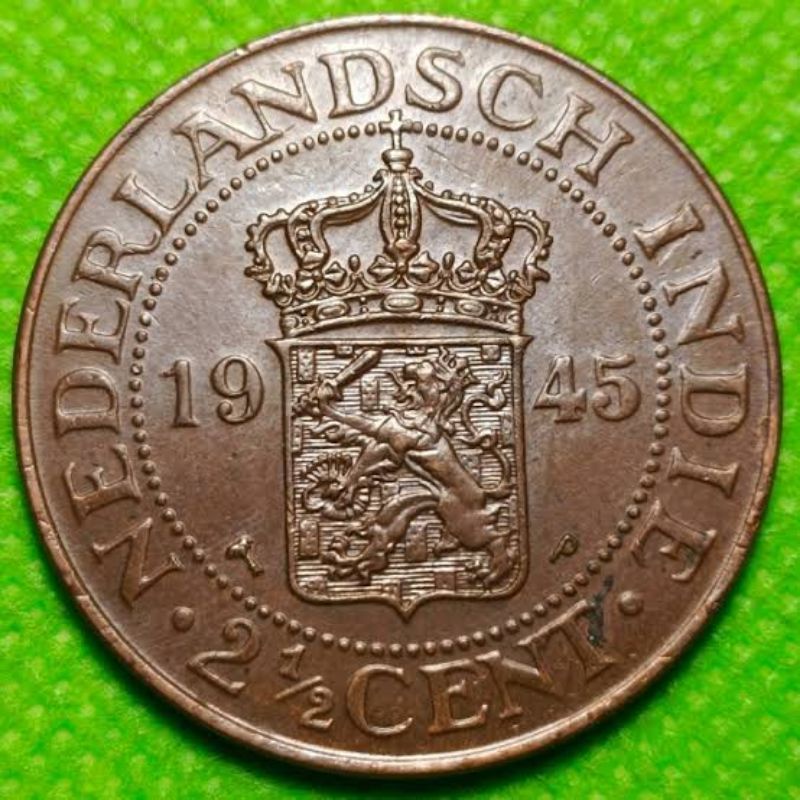 Uang Kuno Indonesia. 2 setengah Cent NEDERLANDSCH INDIE Tahun 1945