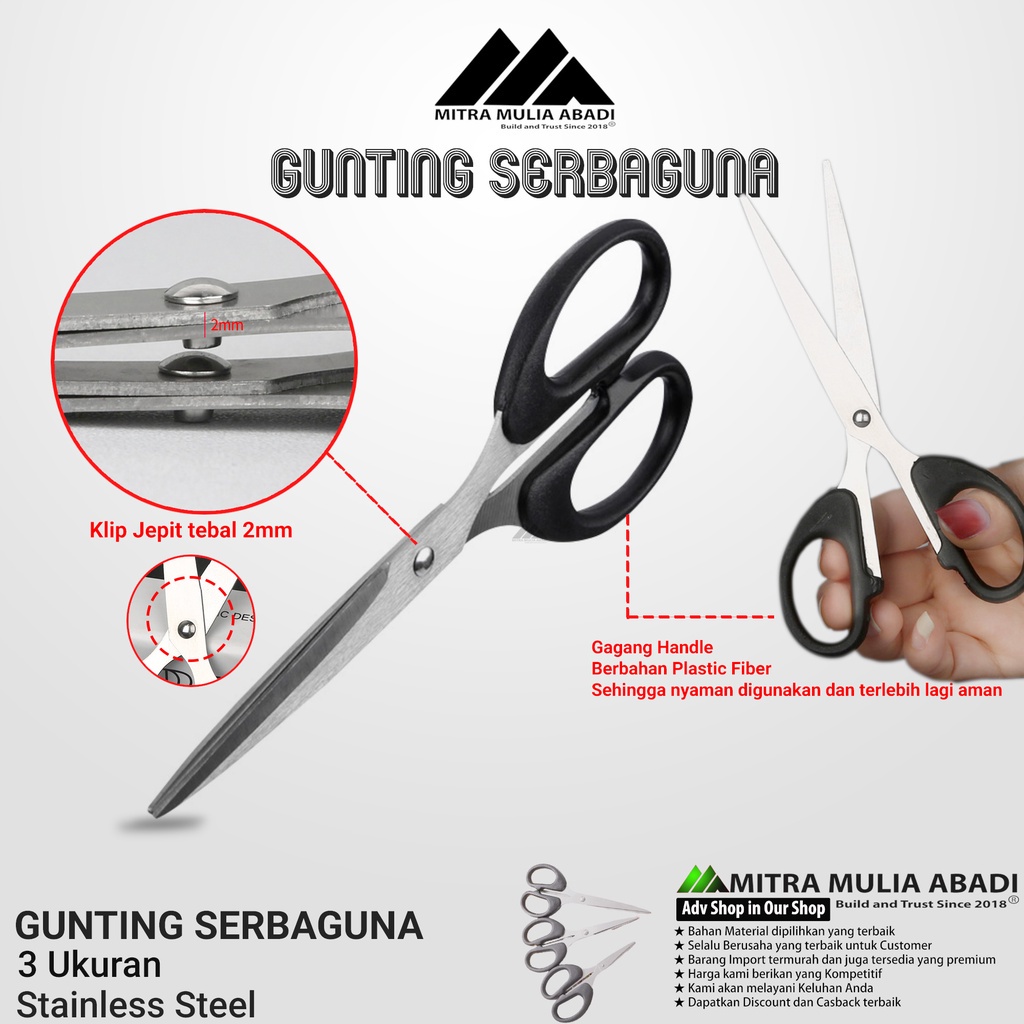 Gunting Serbaguna Gunting Kertas Plastik Stainless Steel