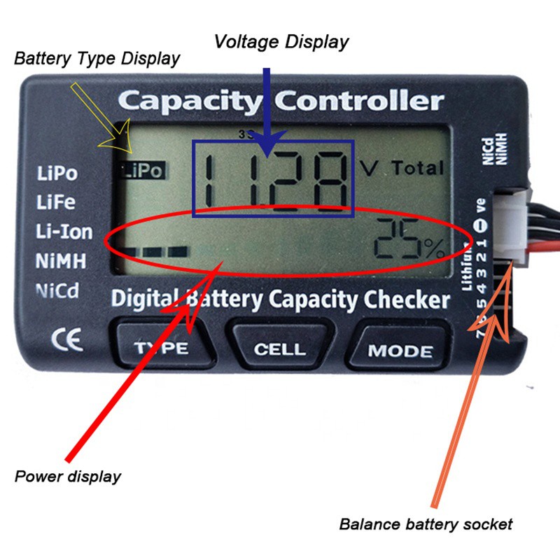 Alat test Cellmeter 2-7S Lipo Life Li-on Nicd Battery Capacity cell meter baterai Lipo Lion