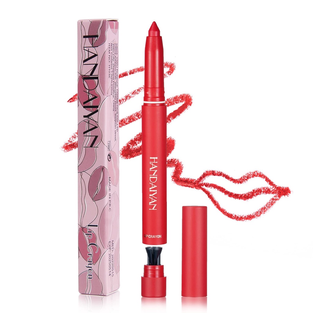 HANDAIYAN 12 Warna Matte Lip Liner Pensil Lipliner Tahan Lama Pensil Lipliner Tahan Air Alami Tahan Keringat Tidak Memudar Bibir Makeup