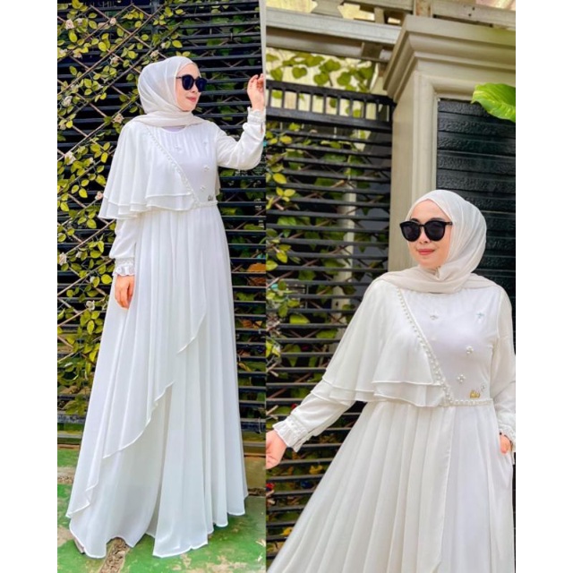 dress putih Febria bahan ceruty baby doll