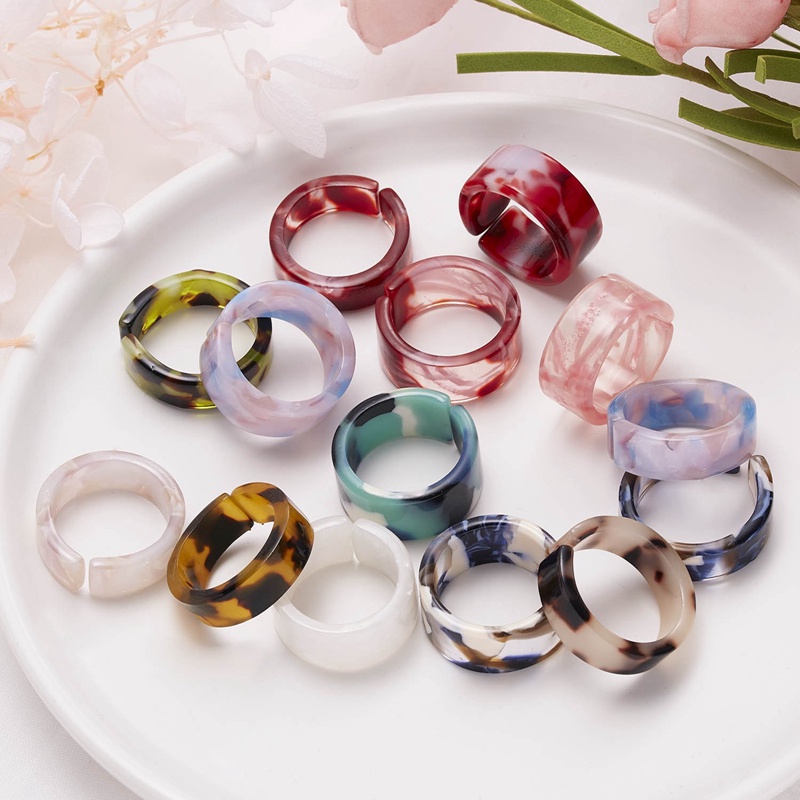 Mode Baru Resin Warna-Warni Cincin Terbuka Perhiasan Cincin Pria Dan Wanita