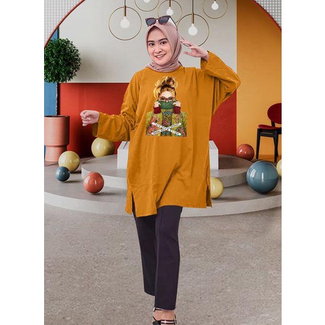 BLOUSE OVERSIZE LENGAN PANJANG LD 130CM DTF CEWEK KACAMATA