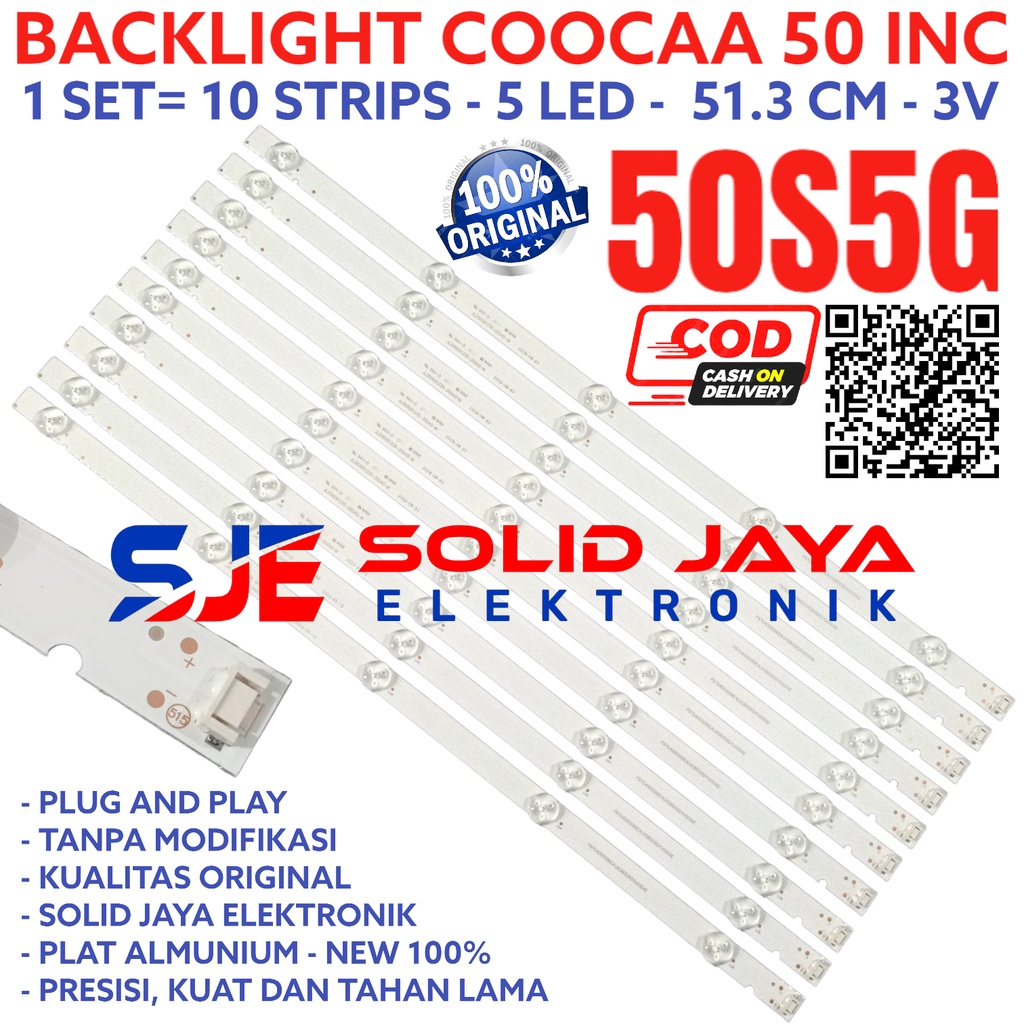 BACKLIGHT TV LED COOCAA 50 INC 50S5G 50S 50S5 G LAMPU BL 5K 3V 5 KANCING 5LED 10 BATANG COCA COOCA KOKA COKA KOCA 50INCH 50INC 50IN 50 INCH IN 50 S5G