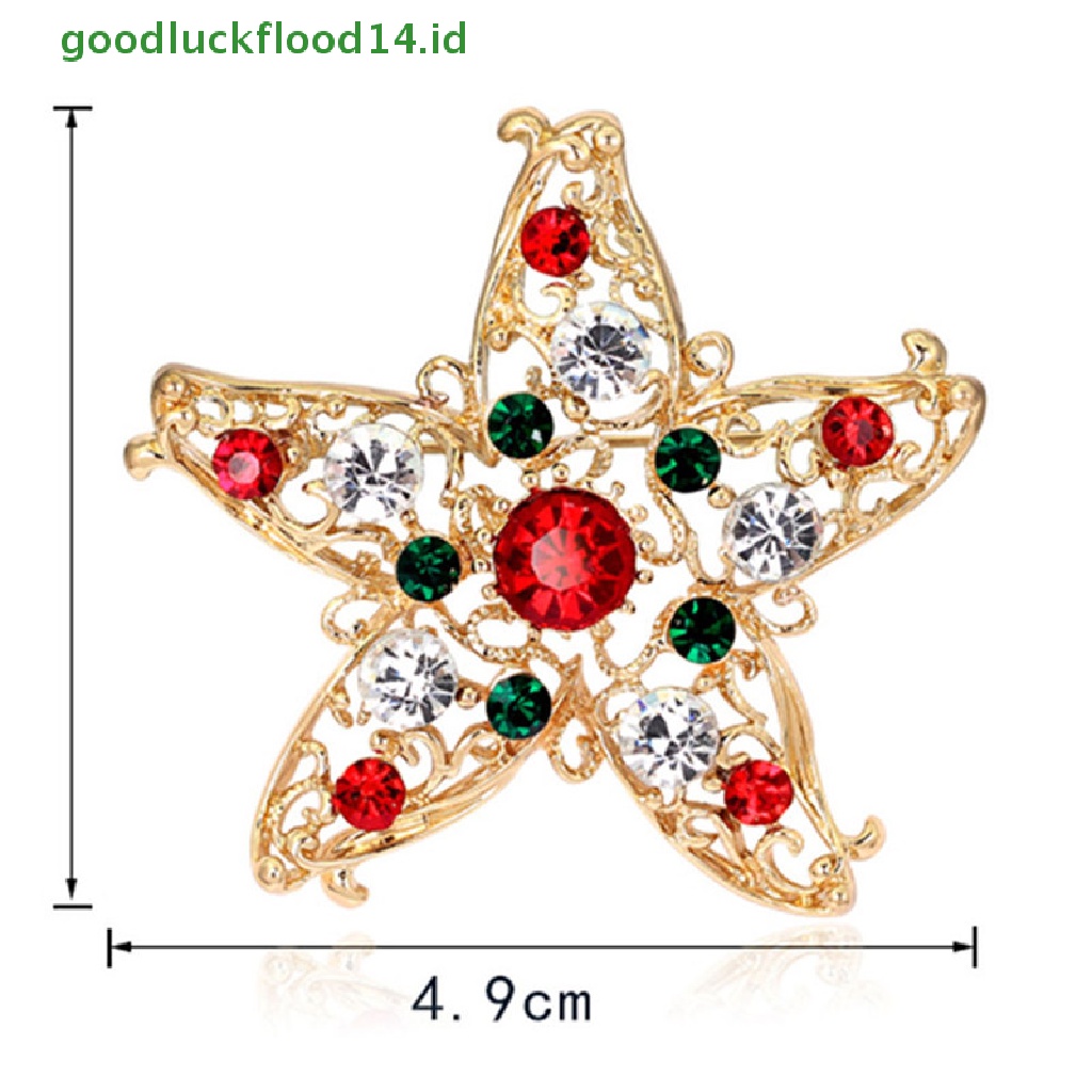 [GOOGFOUR] 1x Fashion Unisex Bintang Kristal Berlian Imitasi Snowman Natal Bros Pin Hadiah Xmas [TOP]