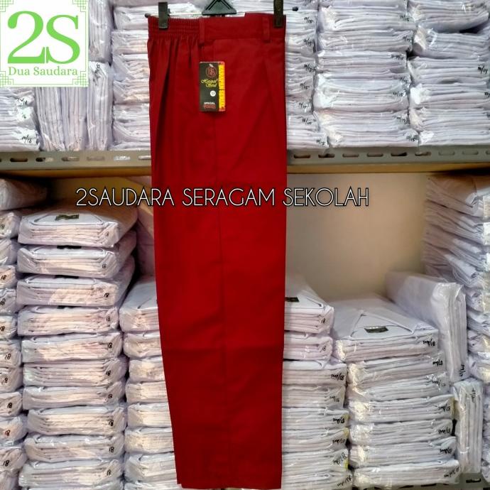 Celana SD Merah Panjang Karet, Seragam Sekolah Celana Sekolah Merah