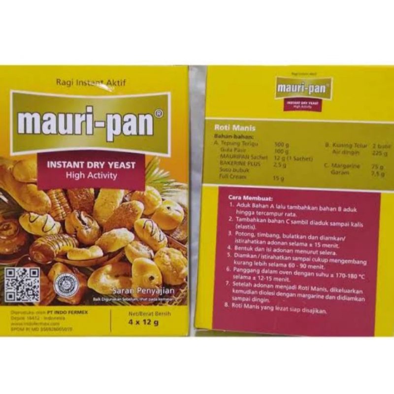 

mauripan ragi instant sachet 4x12gr