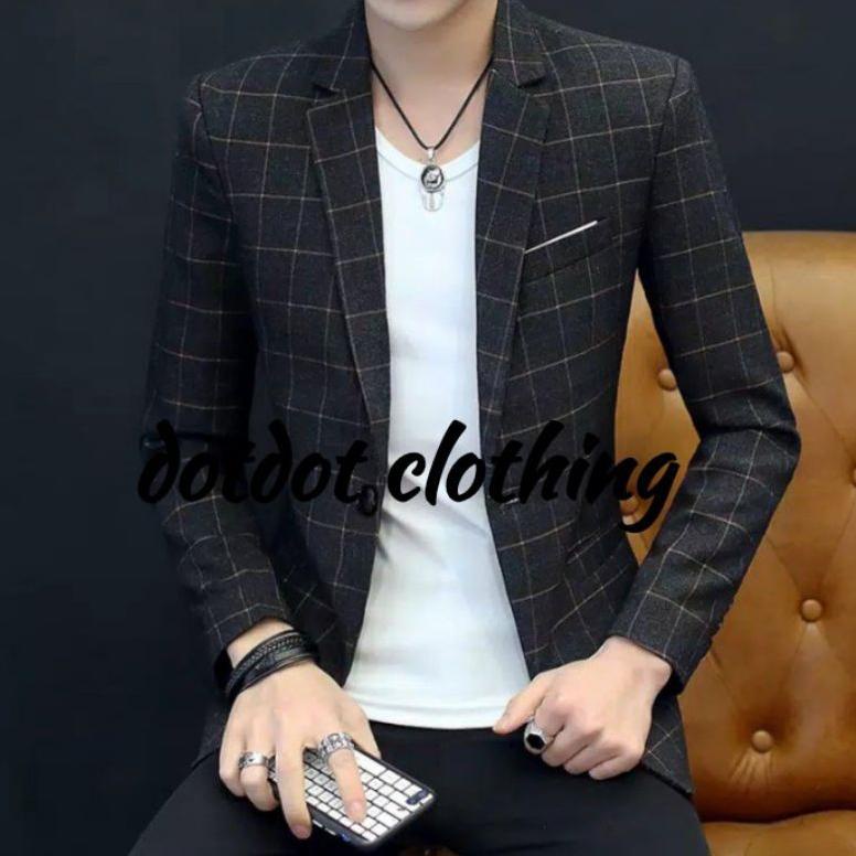 [Produk 7474] Jas Tartan Pria  /Jas Keren / Pria Motif Kotak  /Jas Style korea / Blazer kotak/Blezer