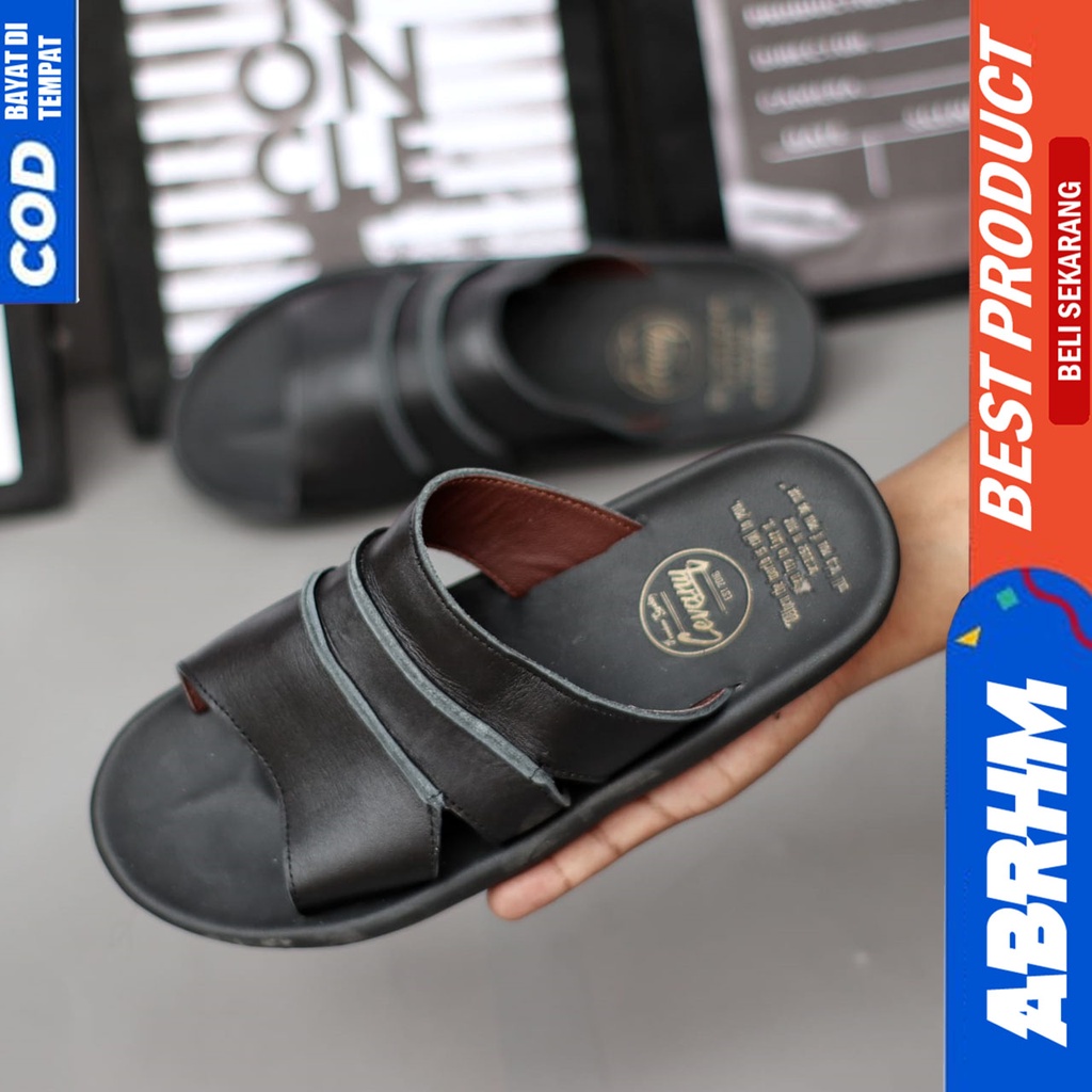 Sandal Slide Pria Kulit Asli Original Abrhm Polet