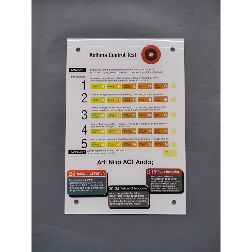 Poster Asthma Control Test Kertas Tebal. Poster Asma Kontrol Tes