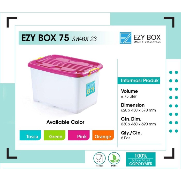 Storage Box Container Box Ezy 75 L