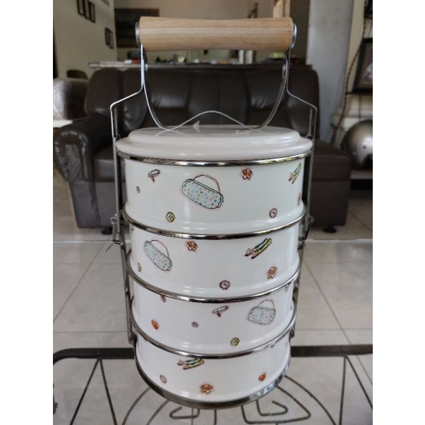 rantang susun 4 enamel chefina / rantang pink / rantang enamel