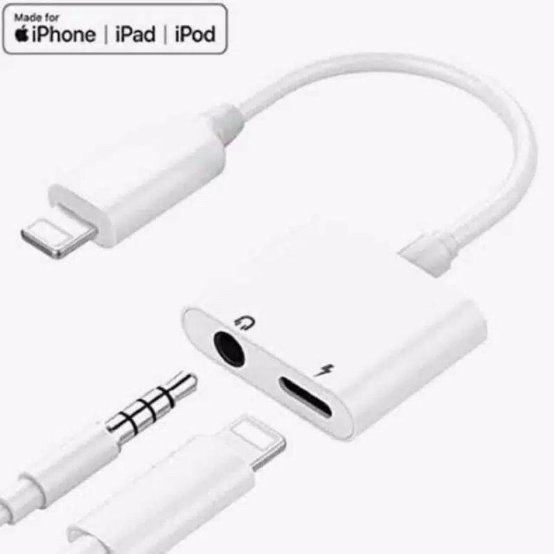 Splitter Iphone 2 in 1 Lightning Fast Charging Audio Jack Mic Adaptor Splitter Iphone