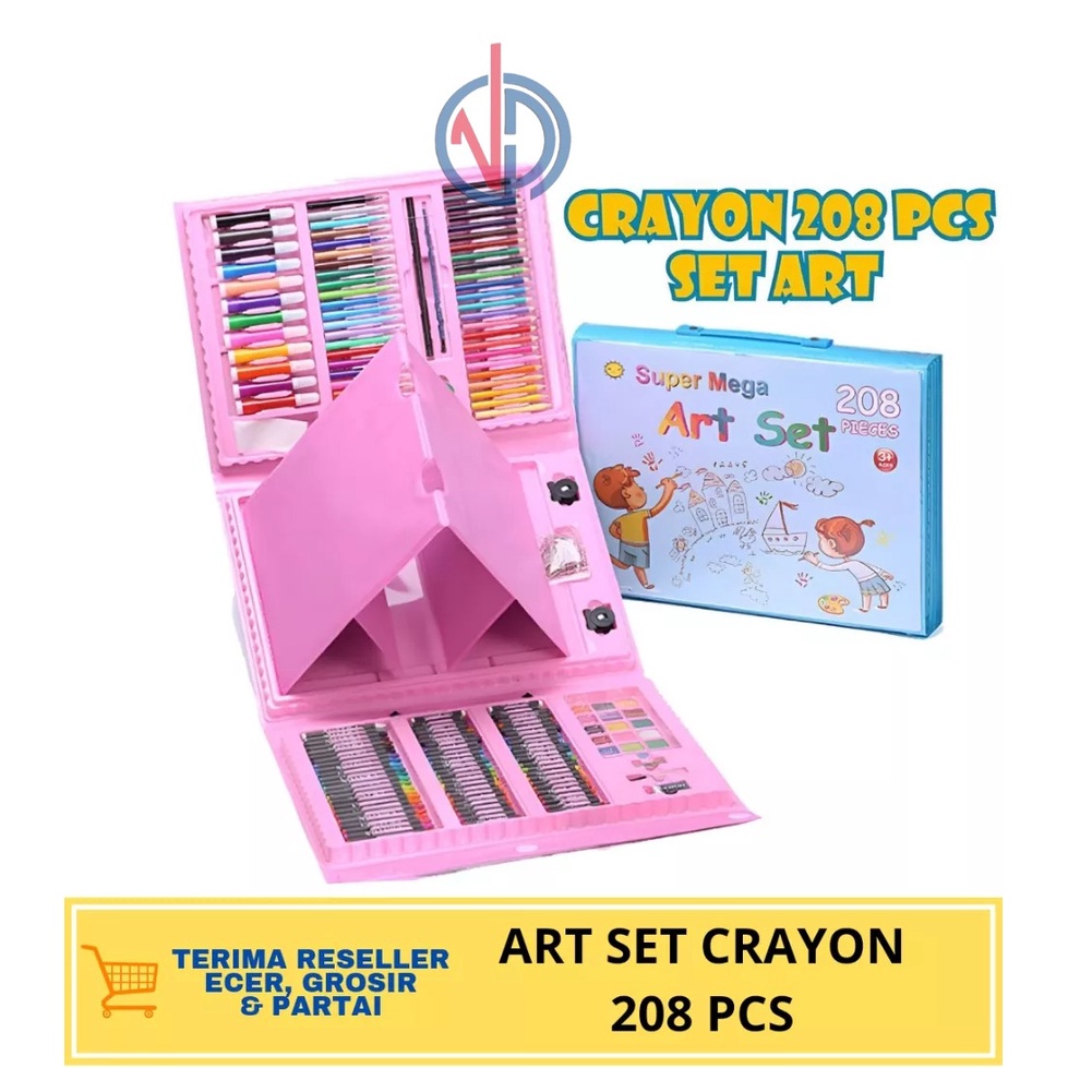 ART SET CRAYON KRAYON ANAK SET ISI 208 PCS PENSIL WARNA ALAT LUKIS SET CRAYON SET VD