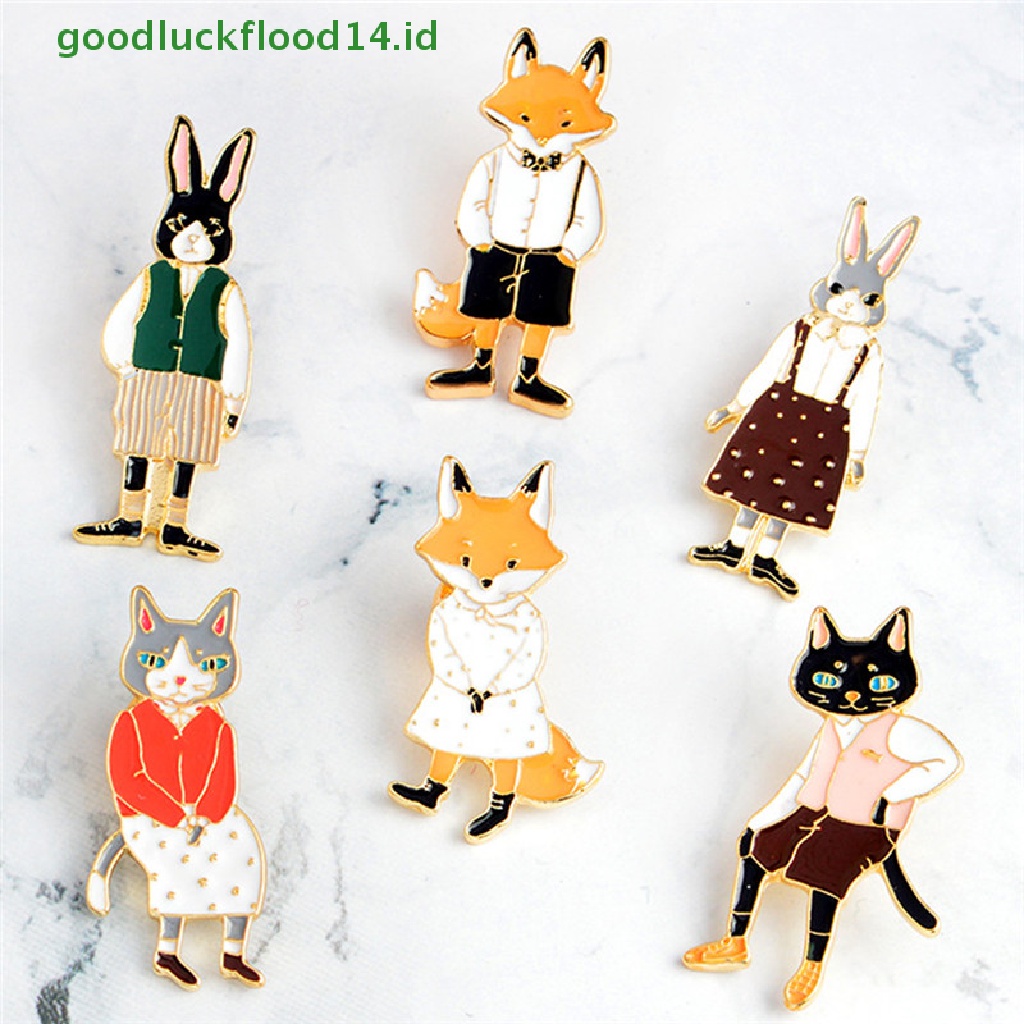 [GOOGFOUR] Enamel Kucing Bros Pin Hewan Baju Kerah Pin Lencana Korsase Perhiasan Hadiah [TOP]