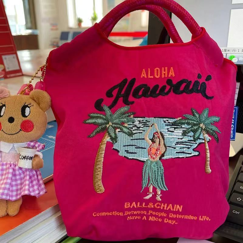 ❧♙◘Tas wanita 2022 baru Jepang bordir all-match mini mini kain nilon genggam bordir diagonal tas kain perlindungan lingkungan