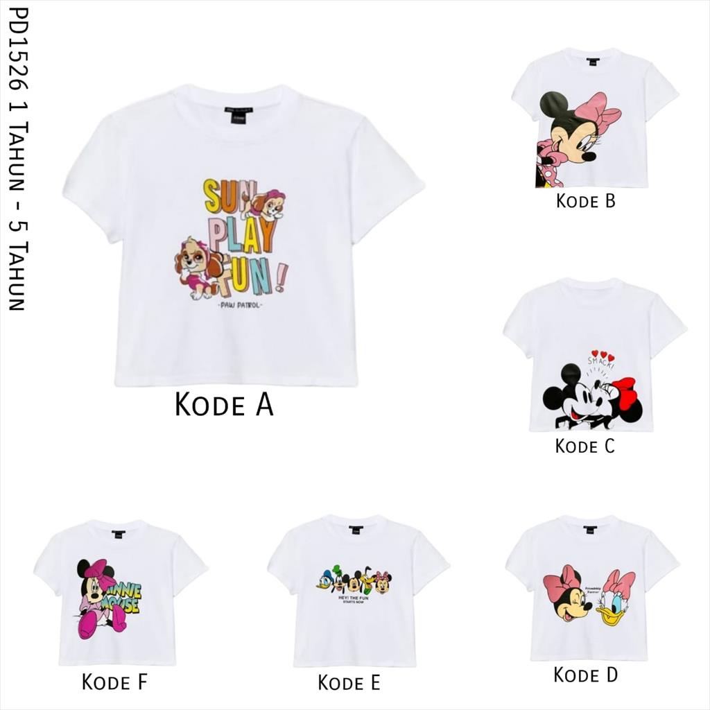 PD1526 Zara Tee Kaos Anak Cewek White Disney