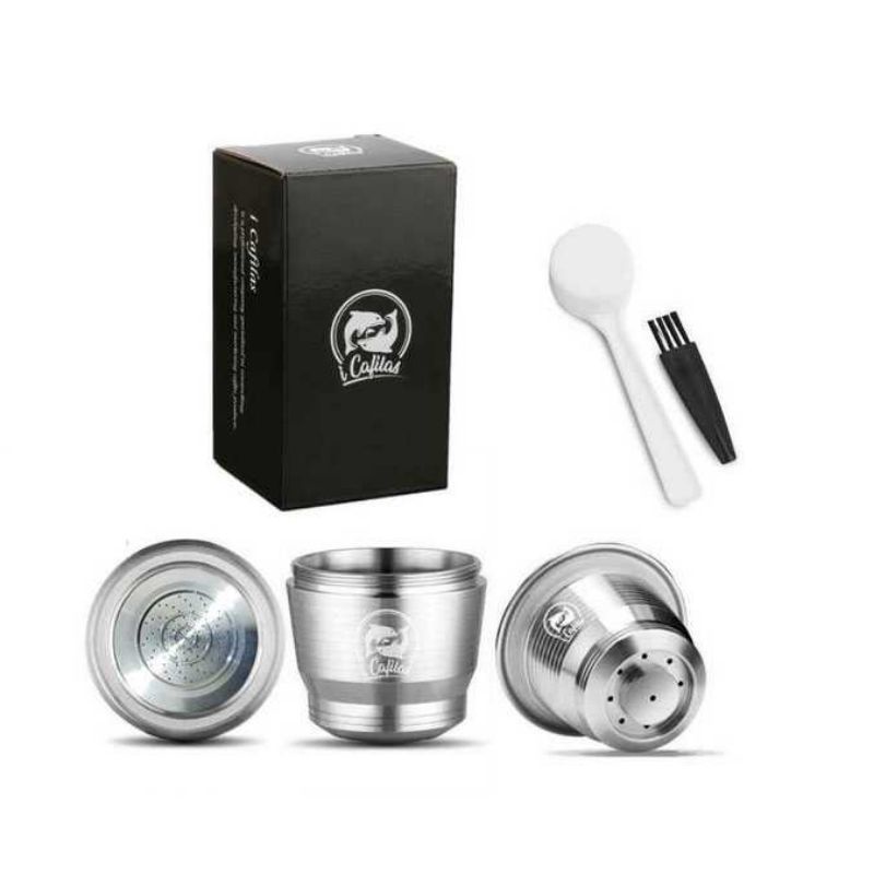 iCafilas Refillable Capsule Stainless Steel + Tamper for Nespresso - F456