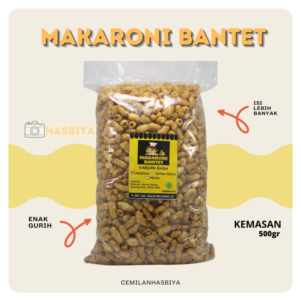 MAKARONI BANTET KILOAN CAP KOKI 1/2 KG - MAKARONI BANTET VARIAN RASA ORIGINAL KHAS KOTA TASIKMALAYA