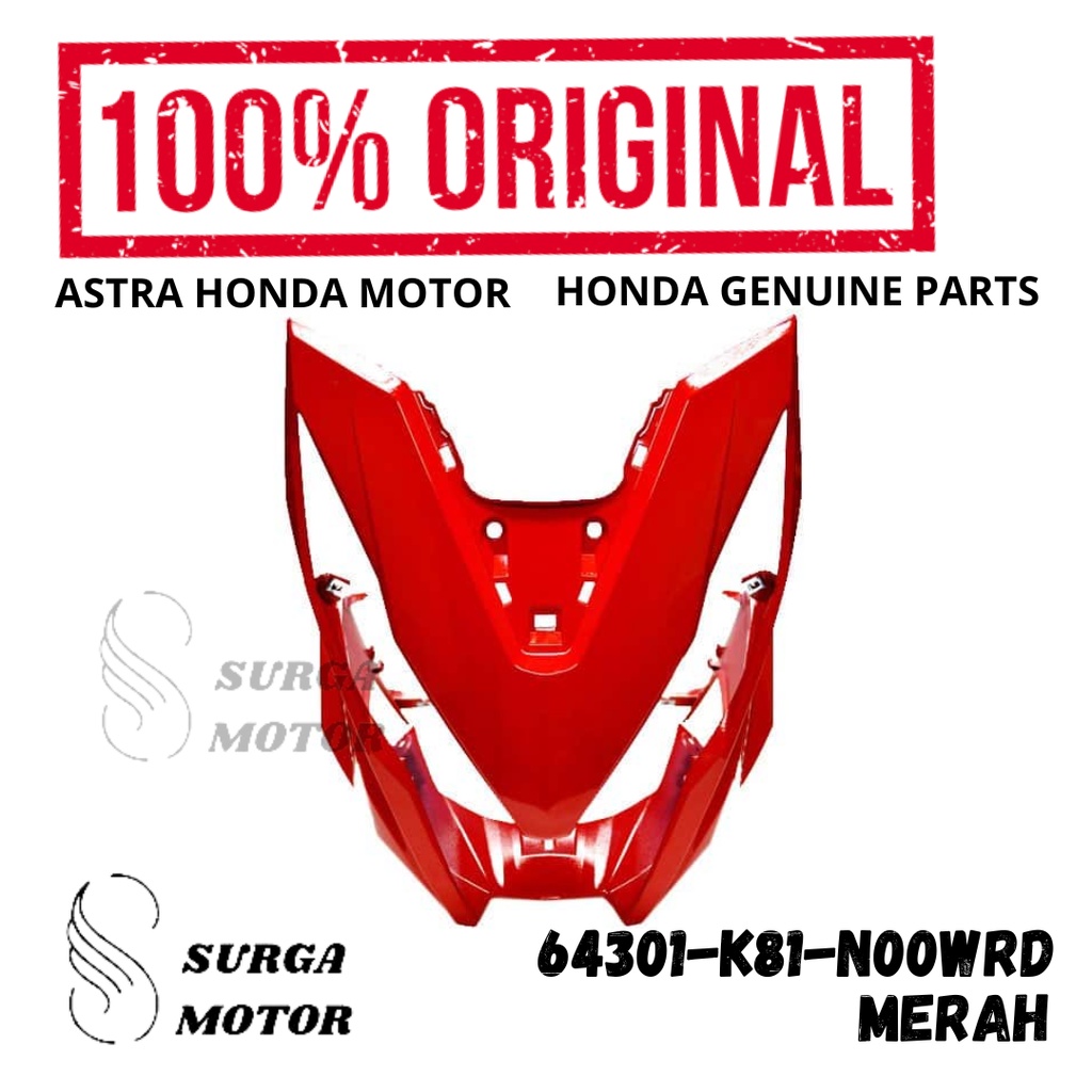 Cover Panel Lampu Depan Tameng Batok New Beat FI ESP 2016 2020  Merah Original AHM 64301-K81-N00WRD 