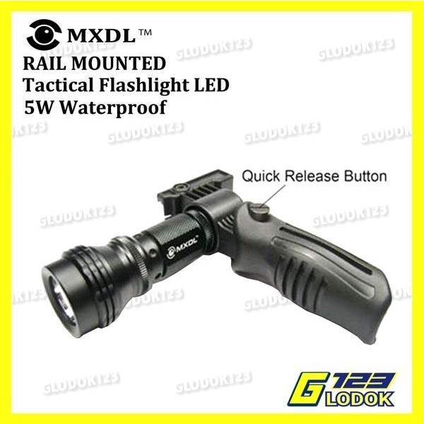 Senter Tactical Flashlight Mounting Grip Metal Airsoft Rifle MXDL 5W