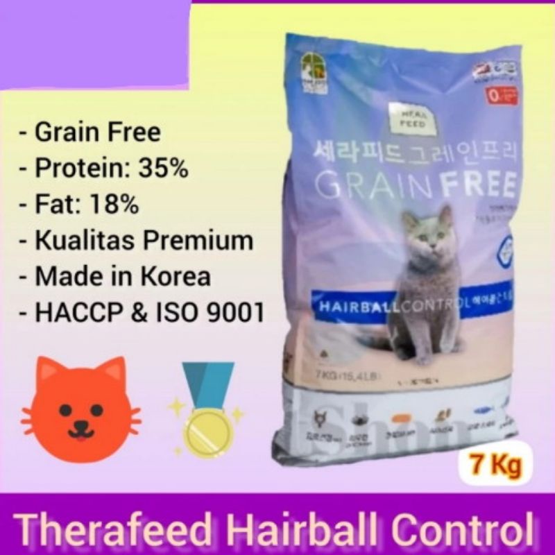 Makanan Kucing TheraFeed Hairball Control 7 Kg (Grab/Gojek)