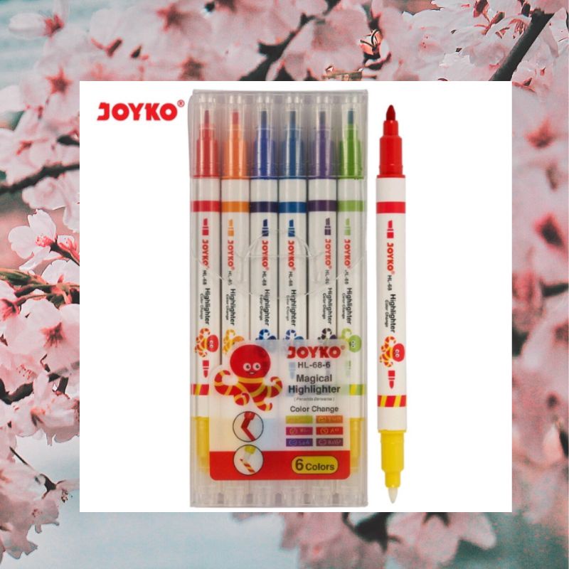 

Highlighter Joyko HL-68-6 magical color (isi 6warna)