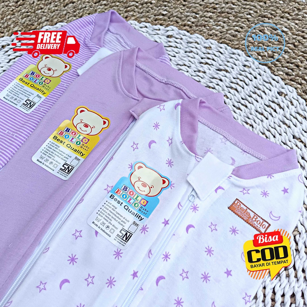 SALE 7.7 Serian Lilac - 3 pcs Bedong Instan Resleting LILAC SERIES merk SNI Bolo - Bolo / Bedong Bayi INSTAN Serian Lilac