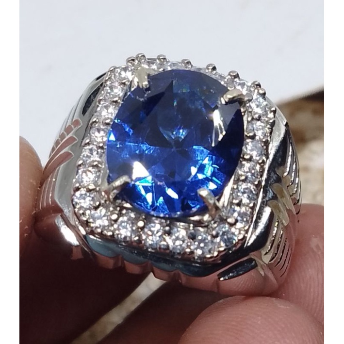 cincin batu king blue safir asli catam top quality
