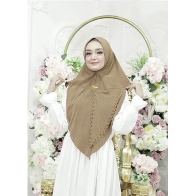 Rizwa Jilbab Instan Chandani Lasser Cutting Bahan Jersey Strada Motif