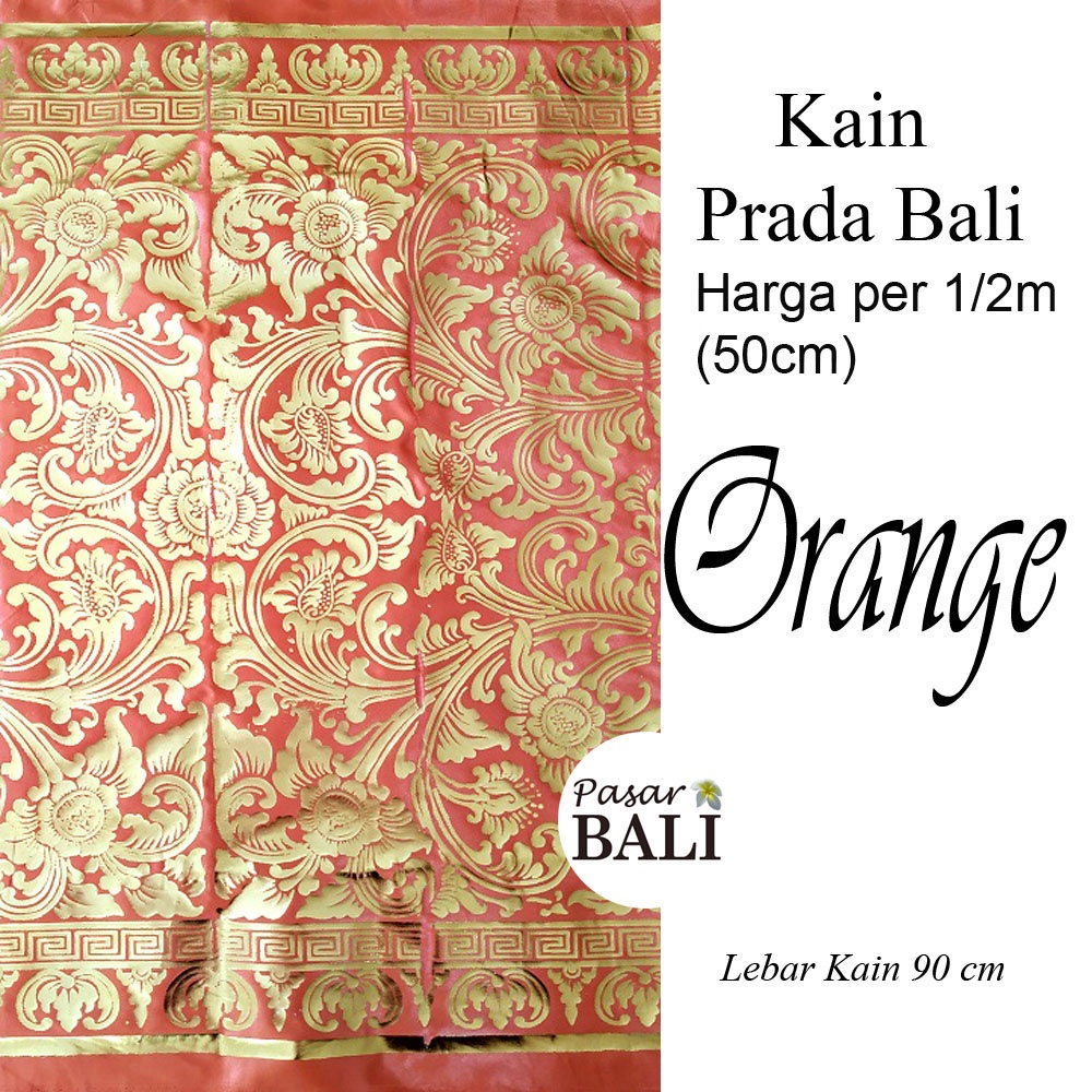 Kain Prada Motif Bunga - Orange Per 50cm