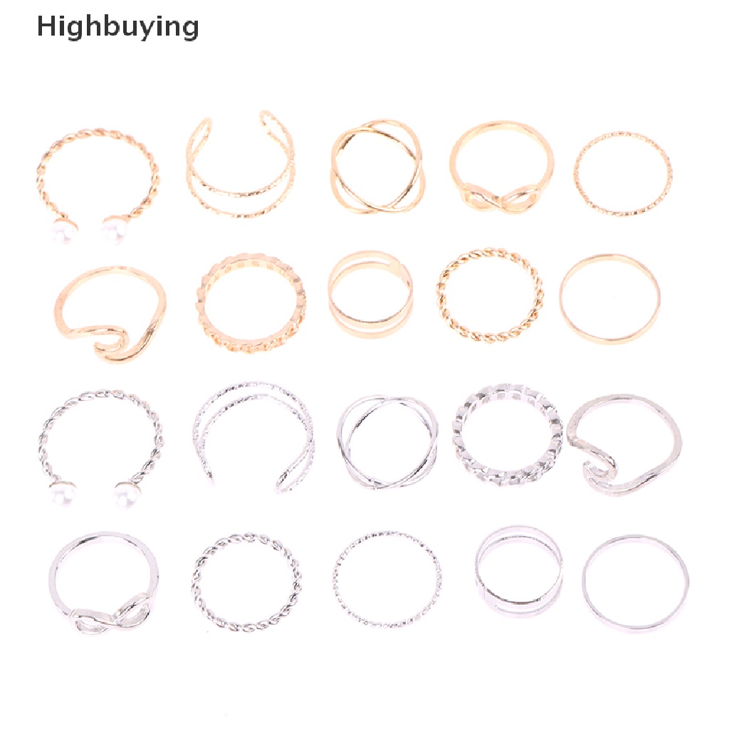 Hbid 10Pcs/set Cincin Kepribadian Fashion Wanita Hadiah Perhiasan Glory