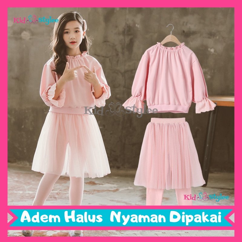 Baju Setelan Rok Anak Perempuan Import Premium Cewek Umur 8 9 10 11 12 Tahun STEL21