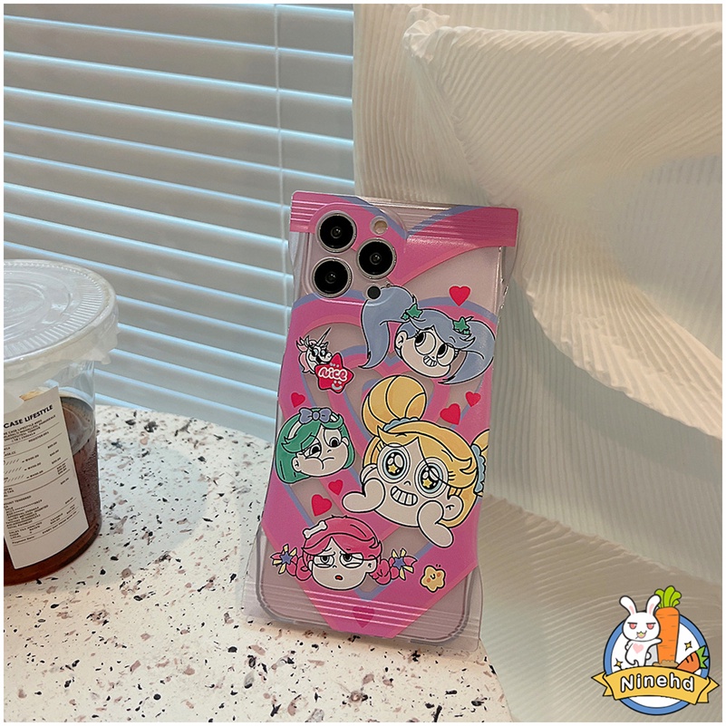 IPHONE Casing Kompatibel Untuk Iphone14 13 12 11 Pro Max X Xr Xs Max8 7 6 6s Plus Se2020 Candy Snack Bag Case Kartun Cinta Kecil Policewoman Phone Silicone Soft Case Cover Pelindung