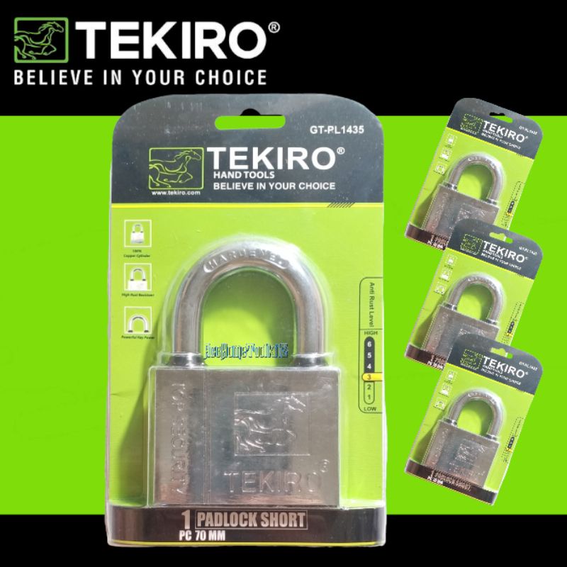 TEKIRO Gembok Putih 40 50 60 70 Leher Pendek Panjang Padlock  Kunci Pagar Sepeda Motor Mobil Pintu Kuat Anti Maling Anti Rust