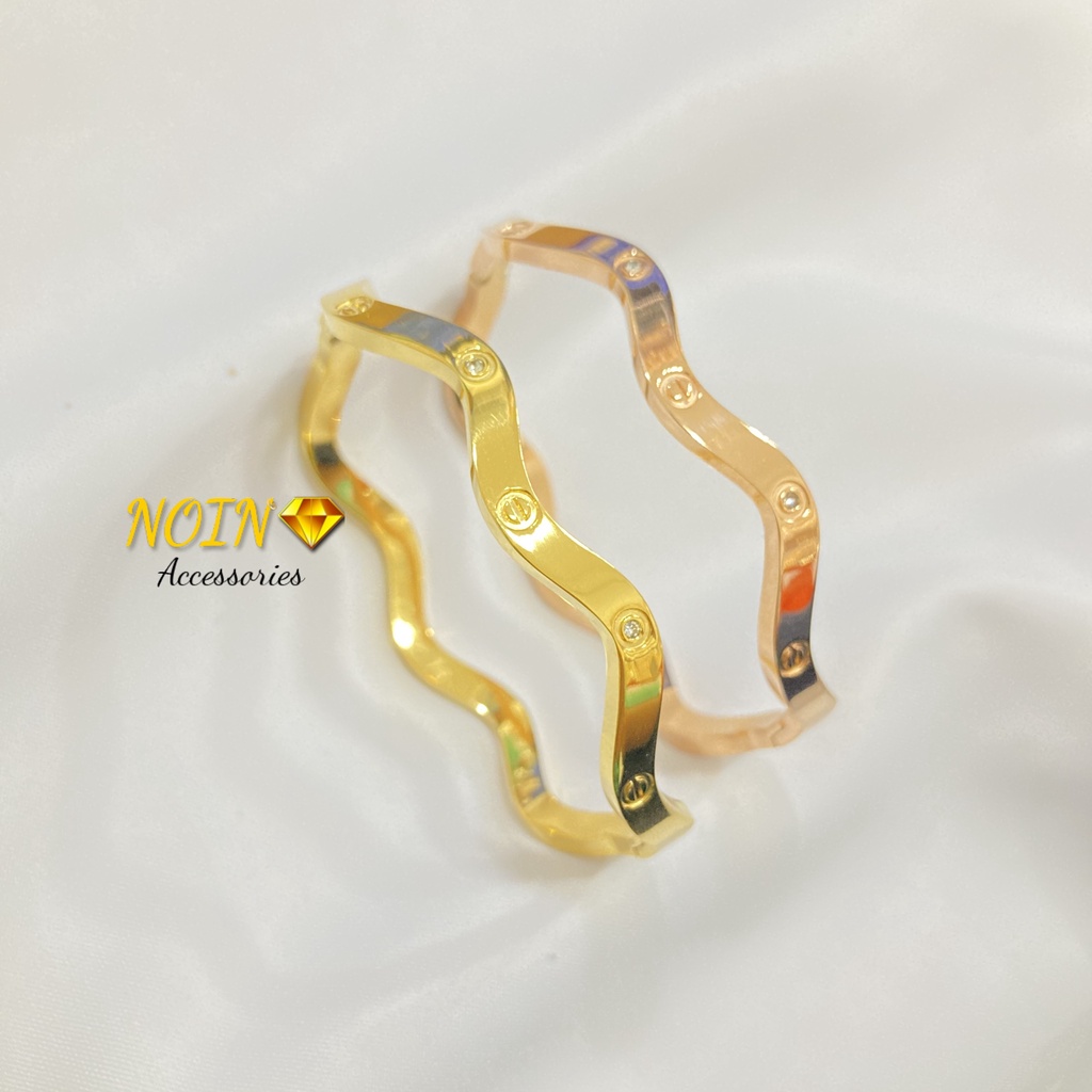 Gelang Titanium Gelombang Anti Karat Embos Bangle CTR